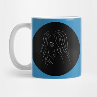 face of a beautifull girl in black background Mug